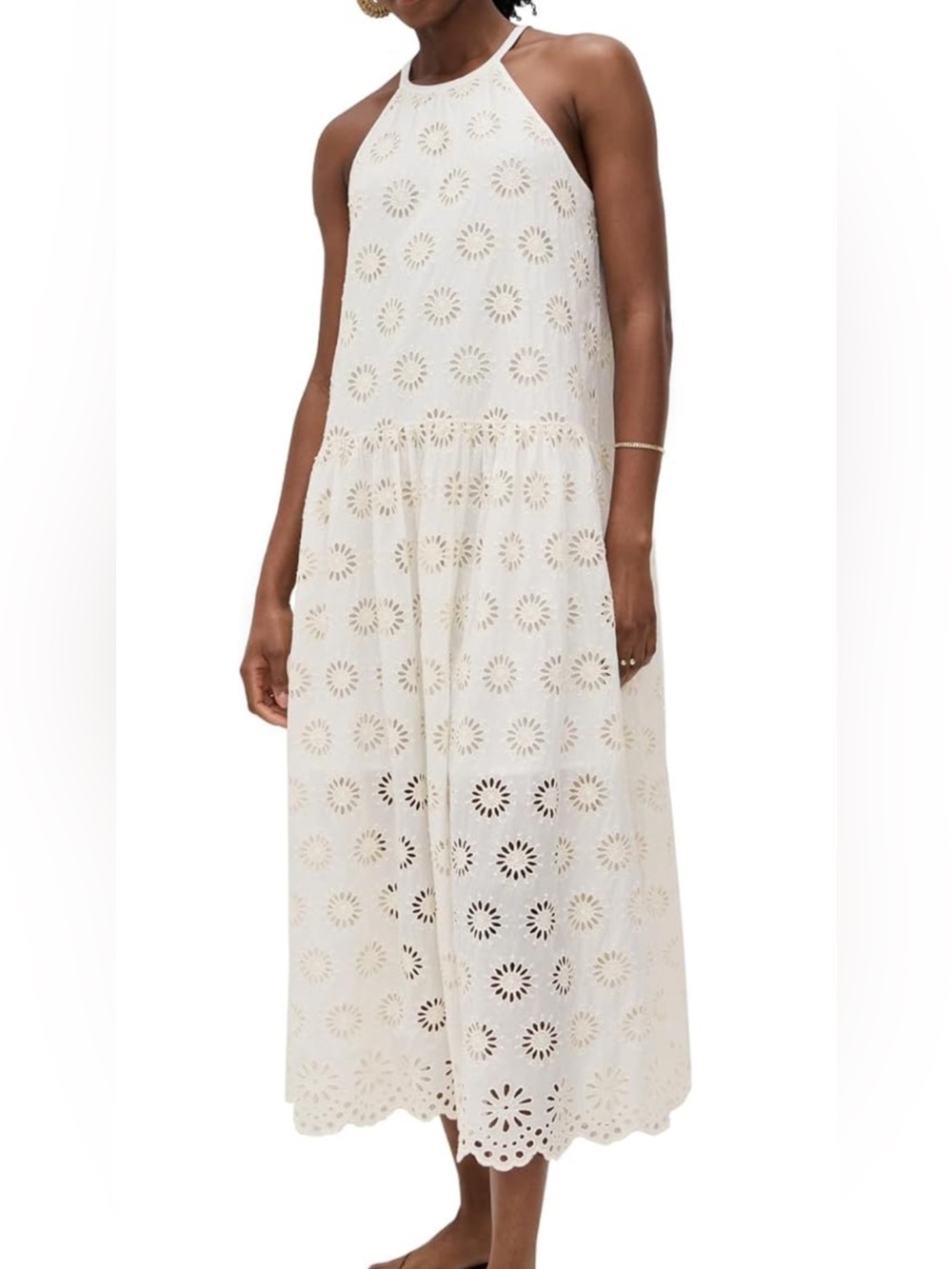 Madewell Embroidered Drop-Waist Maxi Dress Romantic Floral Eyelet size large